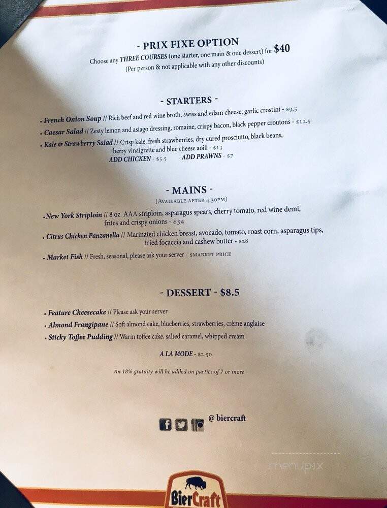 BierCraft Wesbrook - Vancouver, BC menu_pic