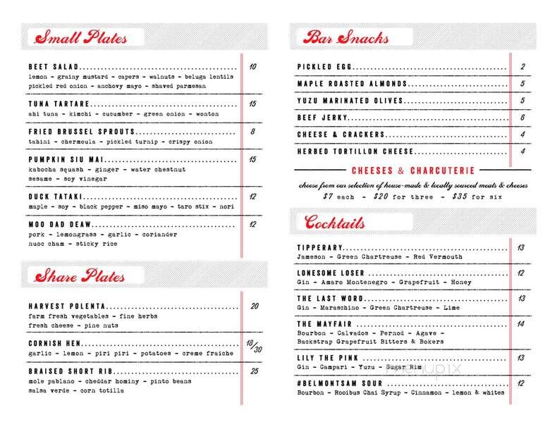 The Belmont - Ottawa, ON menu_pic
