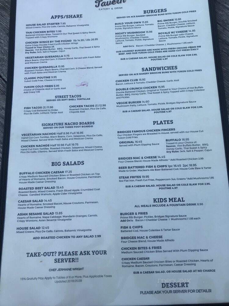 Bridges Tavern - Blue Mountains, ON menu_pic