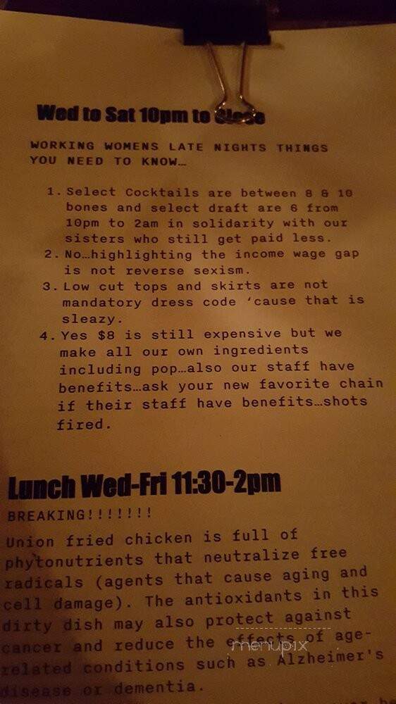 Union Local 613 - Ottawa, ON menu_pic