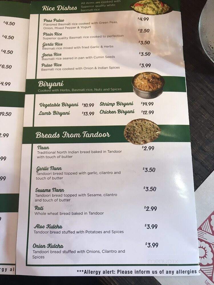 Aroma of India - London, ON menu_pic