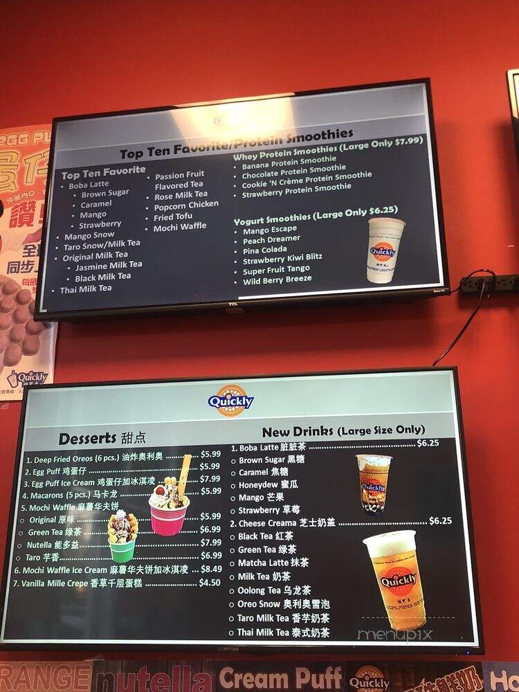 Quickly Premium Bubble Tea - Edmonton, AB menu_pic