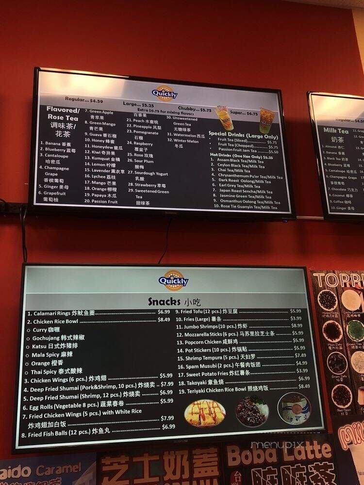Quickly Premium Bubble Tea - Edmonton, AB menu_pic