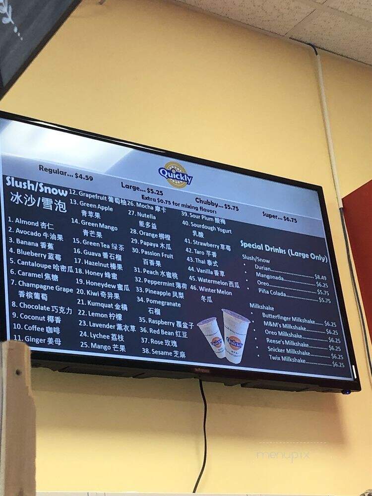 Quickly Premium Bubble Tea - Edmonton, AB menu_pic
