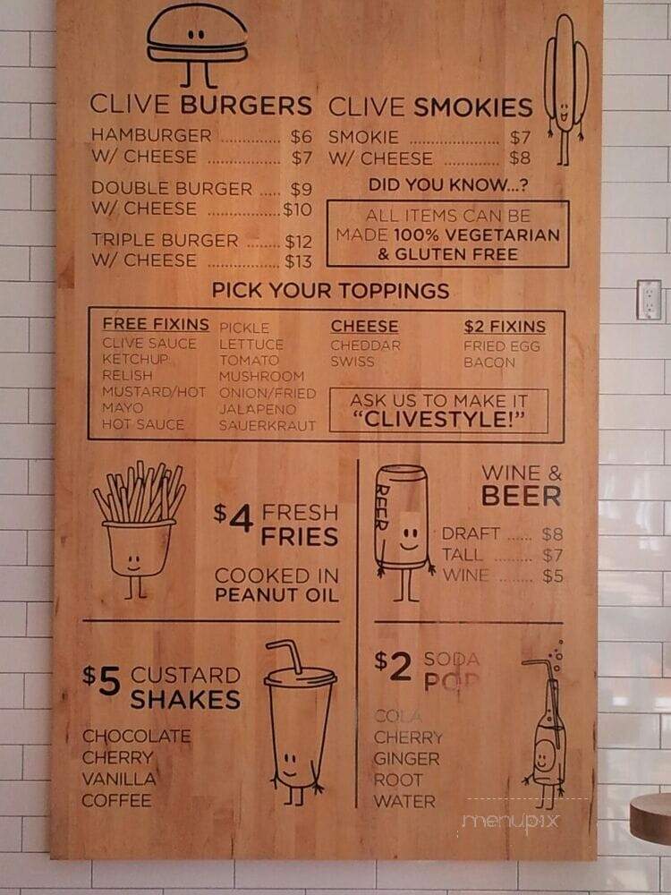 Clive Burger - Calgary, AB menu_pic