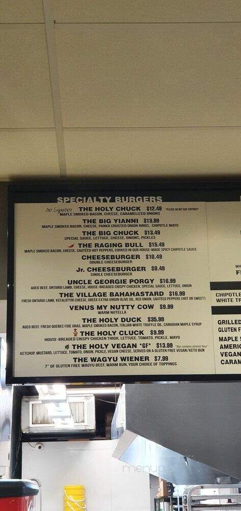 Holy Chuck - Vaughan, ON menu_pic