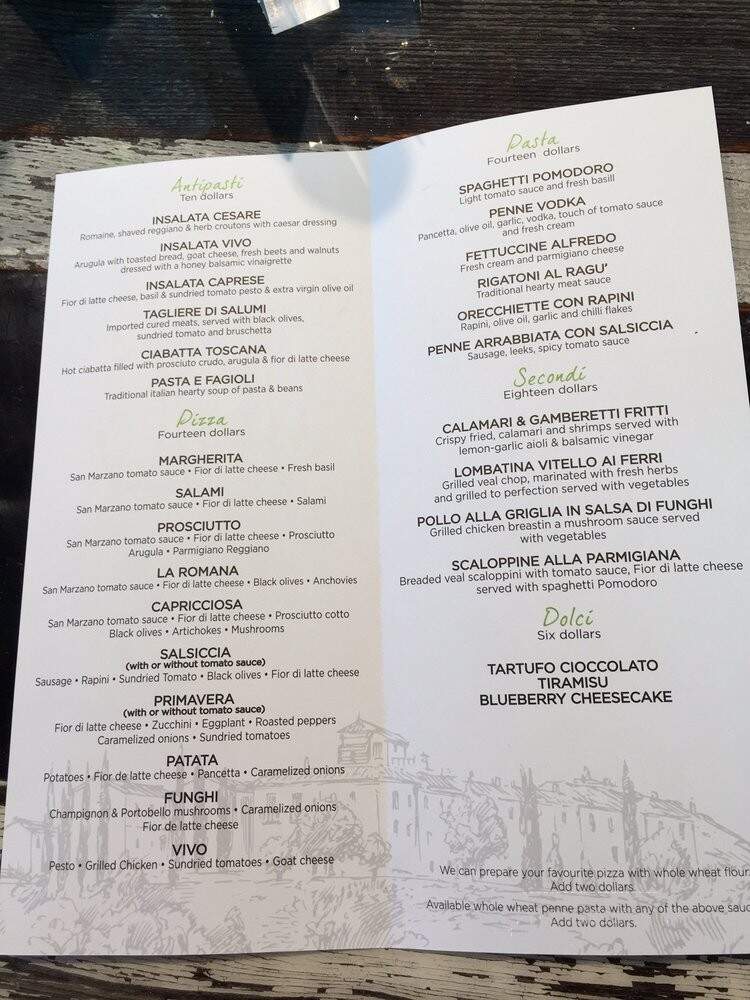 Vivo Pizza+Pasta - Vaughan, ON menu_pic