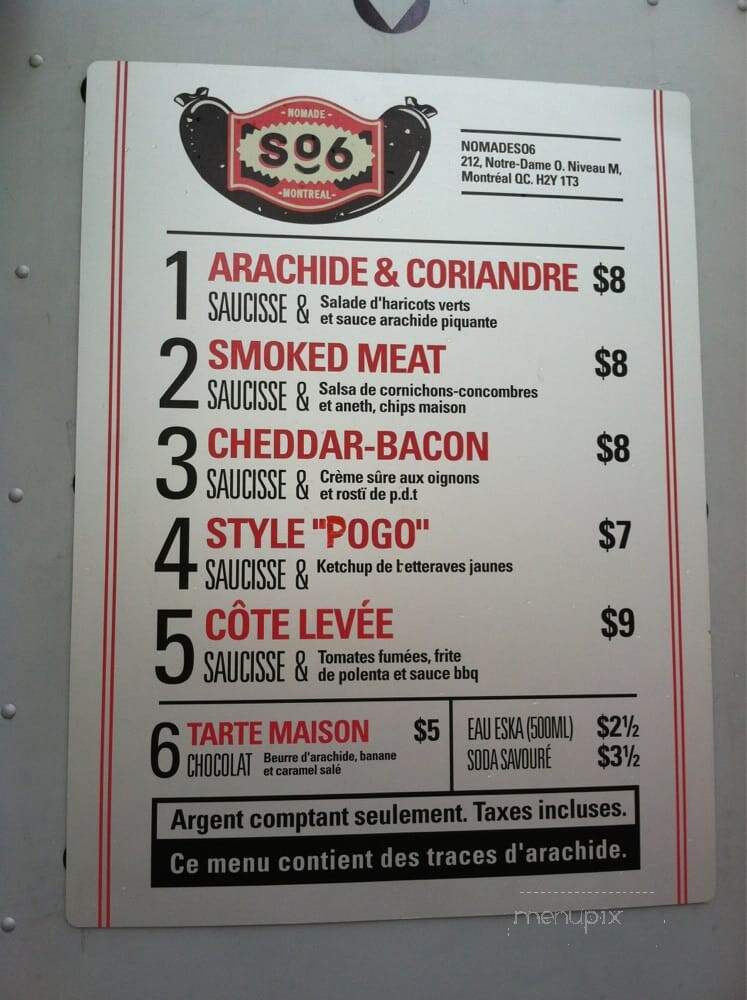 Nomade SO6 - Montreal, QC menu_pic
