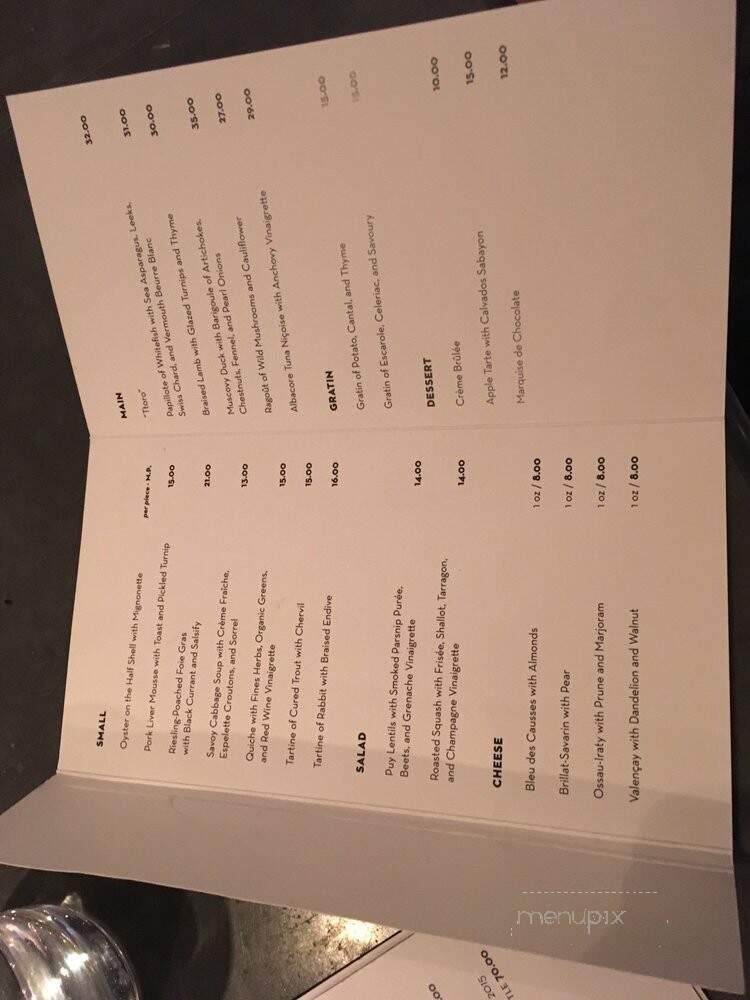 Chabrol Restaurant - Toronto, ON menu_pic