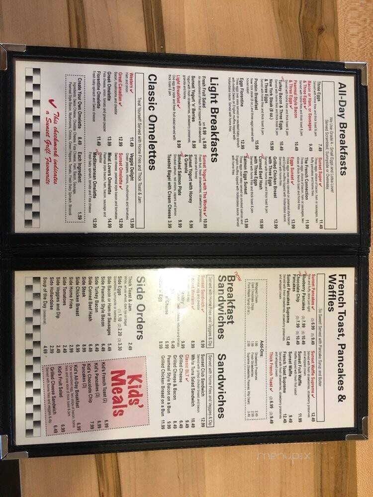 Sunset Grill - Calgary, AB menu_pic