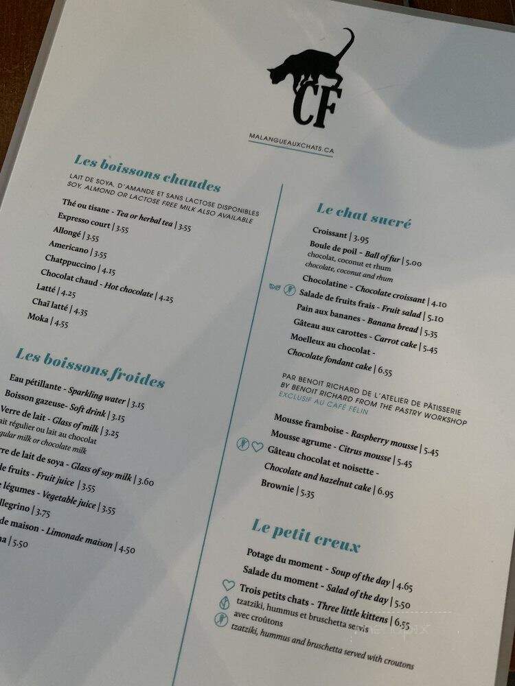 Cafe Felin Ma Langue aux Chats - Quebec City, QC menu_pic