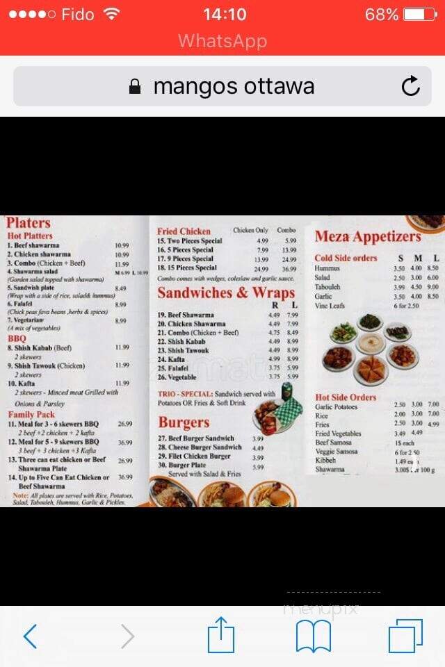 Mango's Cafe - Ottawa, ON menu_pic
