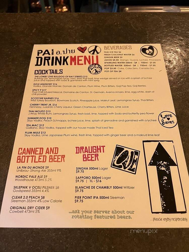 Pai Northern Thai Kitchen - Toronto, ON menu_pic