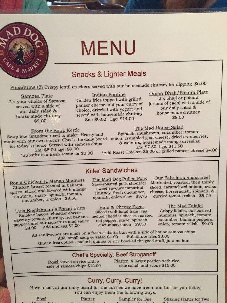 The Mad Dog Cafe & Market - Dead Man's Flats, AB menu_pic