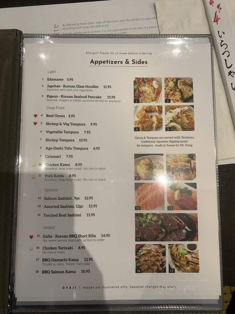 Oyaji Sushi - Richmond Hill, ON menu_pic