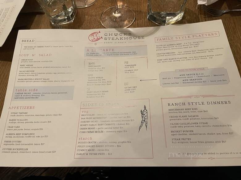 Chuck's Steakhouse - Banff, AB menu_pic