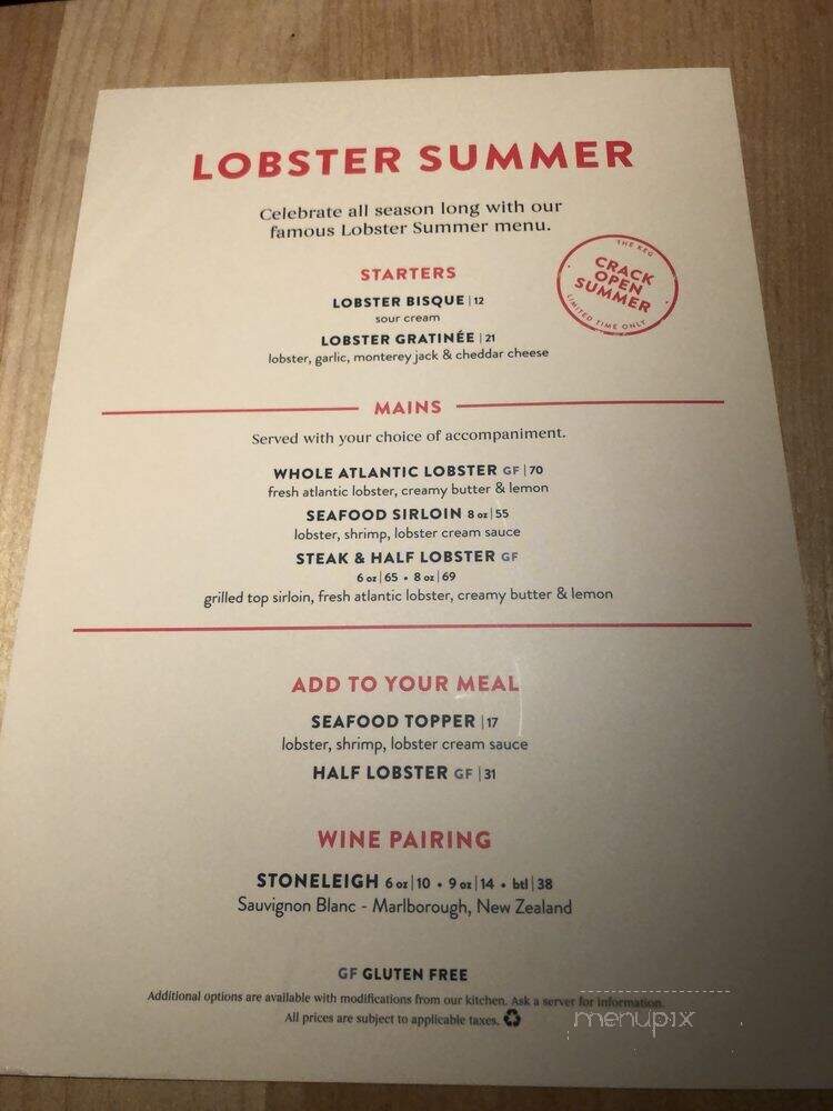 The Keg Steakhouse & Bar - Banff, AB menu_pic