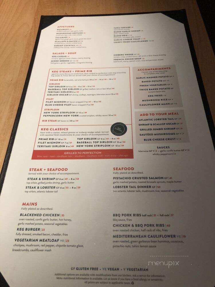 The Keg Steakhouse & Bar - Banff, AB menu_pic