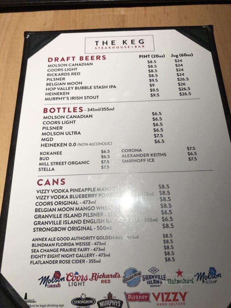 The Keg Steakhouse & Bar - Banff, AB menu_pic