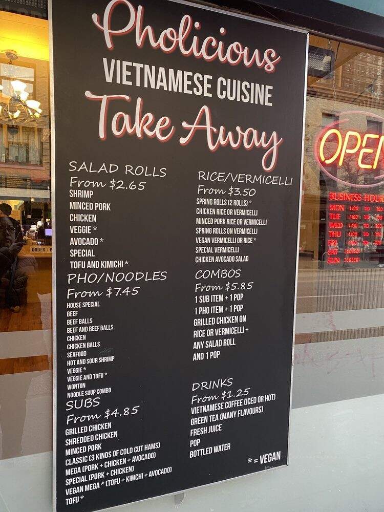 Pholicious - Vancouver, BC menu_pic