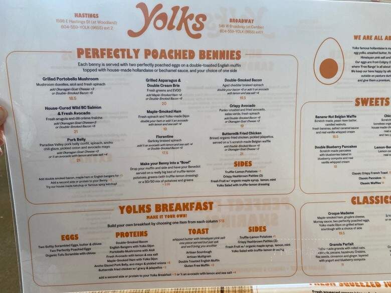 Yolk's Restaurant And Commissary - Vancouver, BC menu_pic