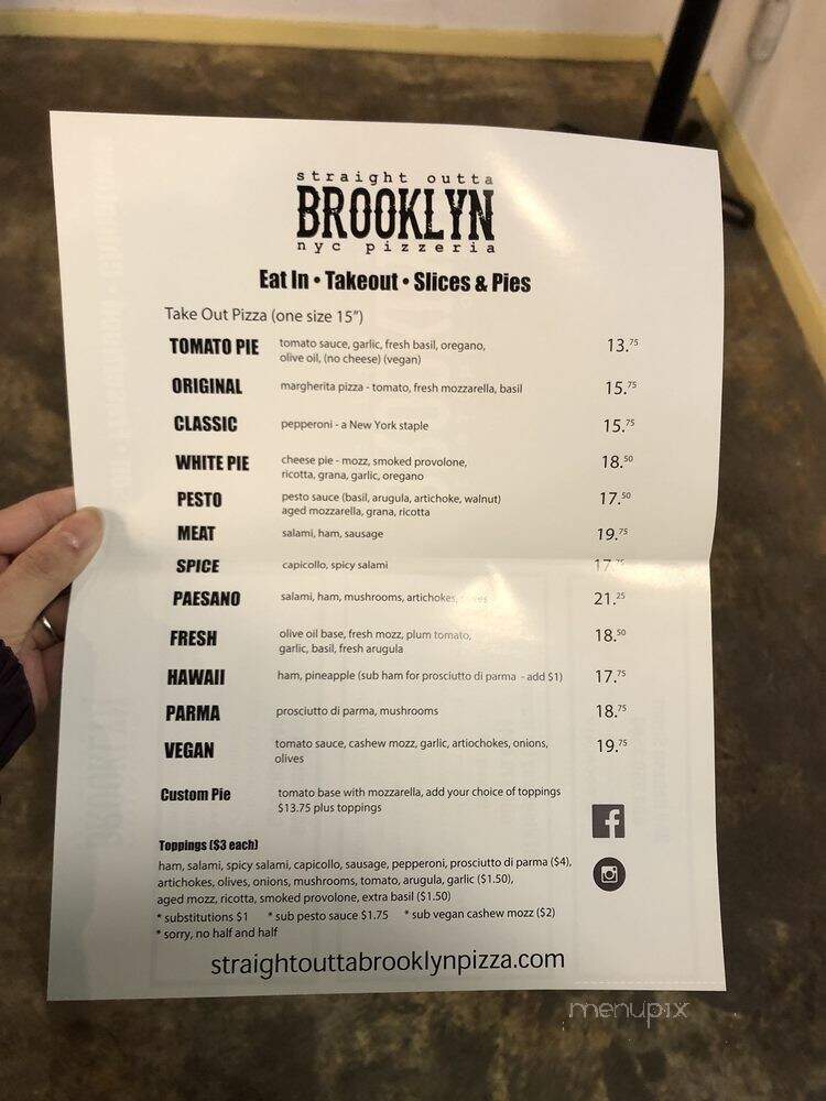 Straight Outta Brooklyn NYC Pizzeria - Vancouver, BC menu_pic