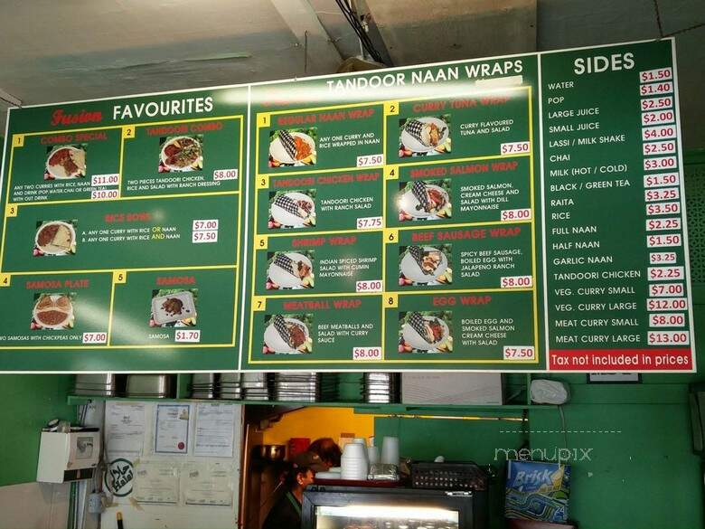 Curry Fusion - Vancouver, BC menu_pic