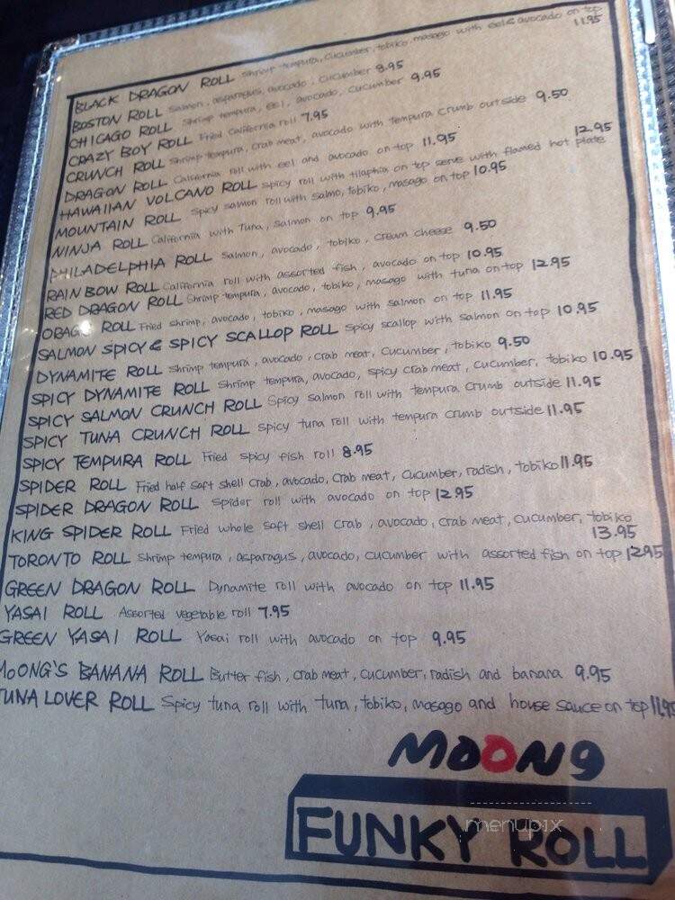 Moong Japanese Fusion Restaurant - Toronto, ON menu_pic