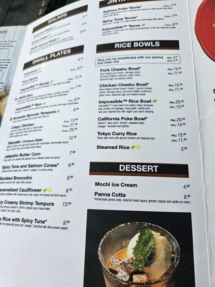 JINYA Ramen Bar - Vancouver, BC menu_pic
