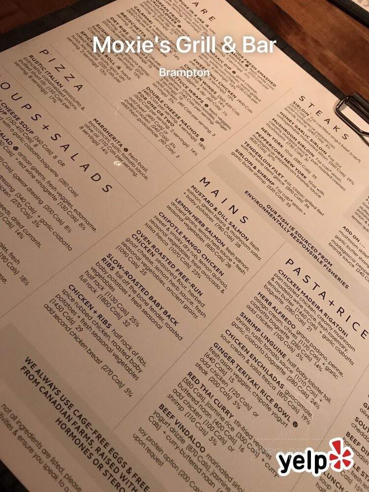Moxie's Grill & Bar - Brampton, ON menu_pic