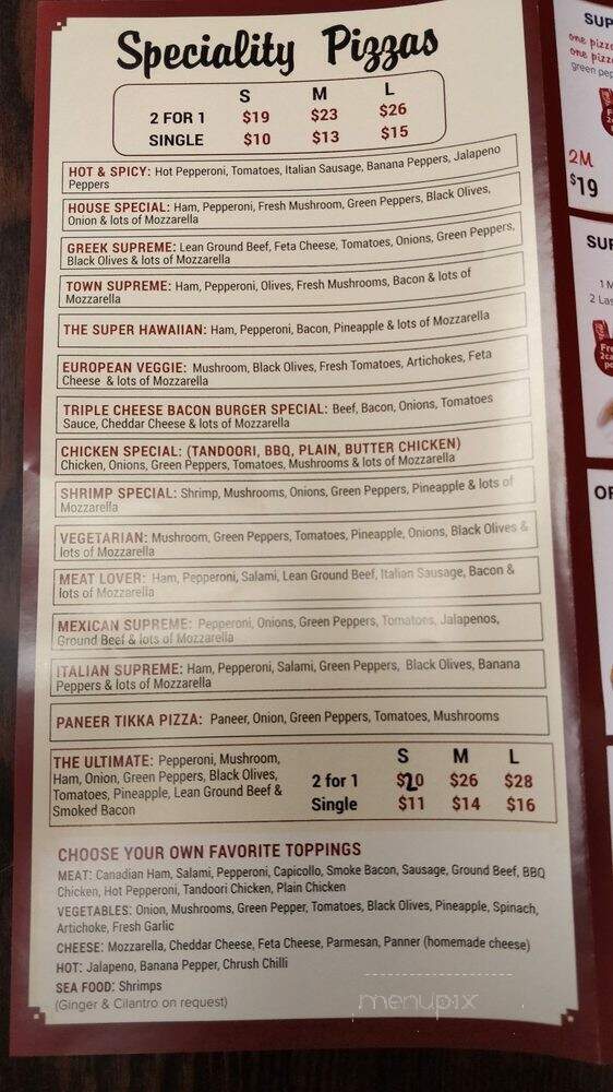 India Grill & Pizzatown - Coquitlam, BC menu_pic