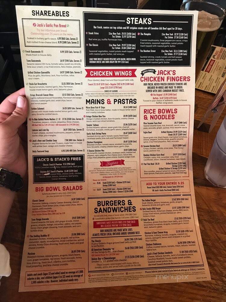 Jack Astor's Bar & Grill - Missisauga, ON menu_pic