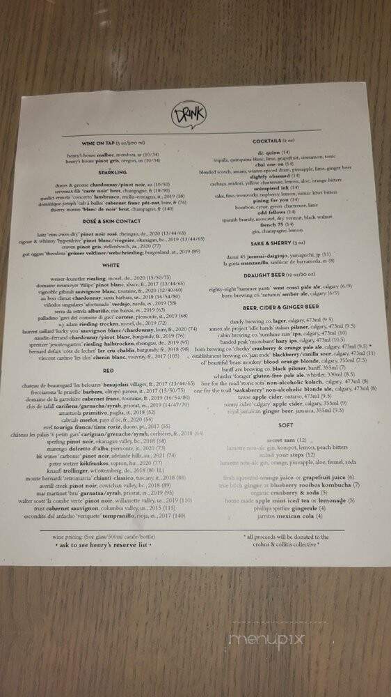Little Henry - Calgary, AB menu_pic