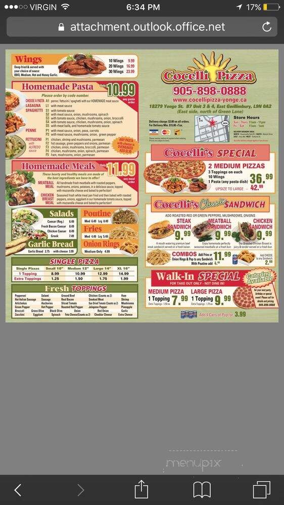 Cocelli Pizza - East Gwillimbury, ON menu_pic