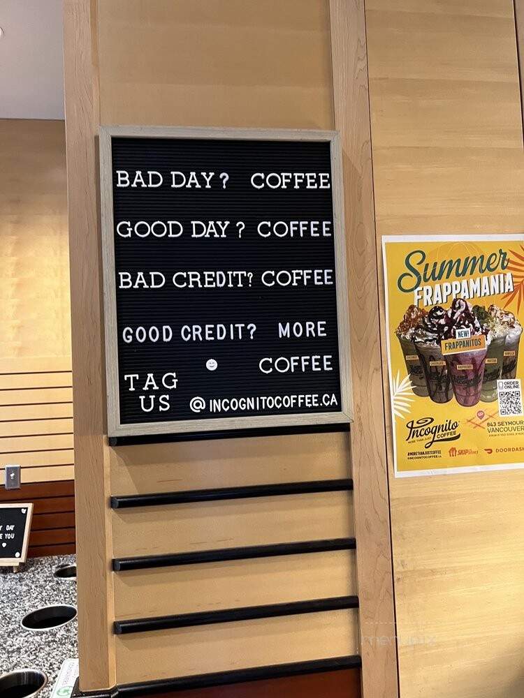Incognito Coffee - Vancouver, BC menu_pic