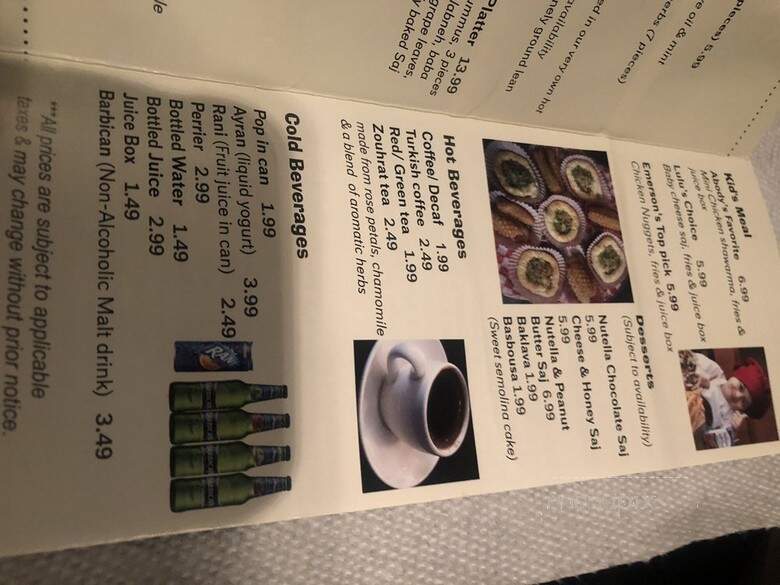 Les Saj - Winnipeg, MB menu_pic