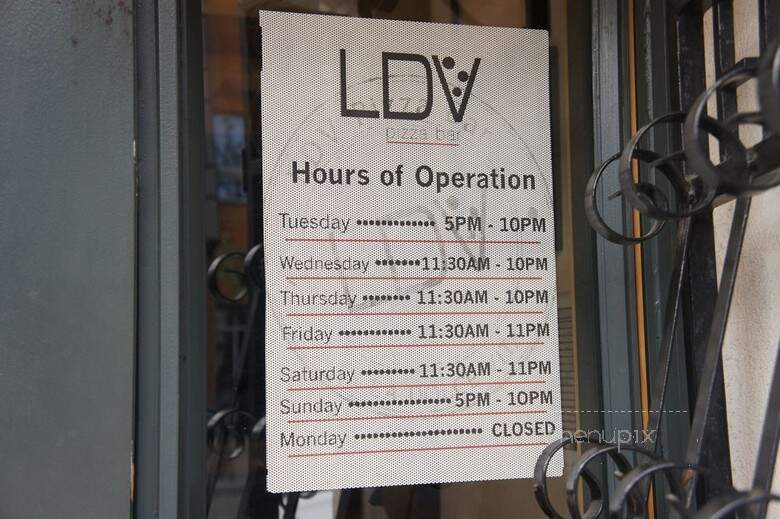 LDV Pizza Bar - Calgary, AB menu_pic