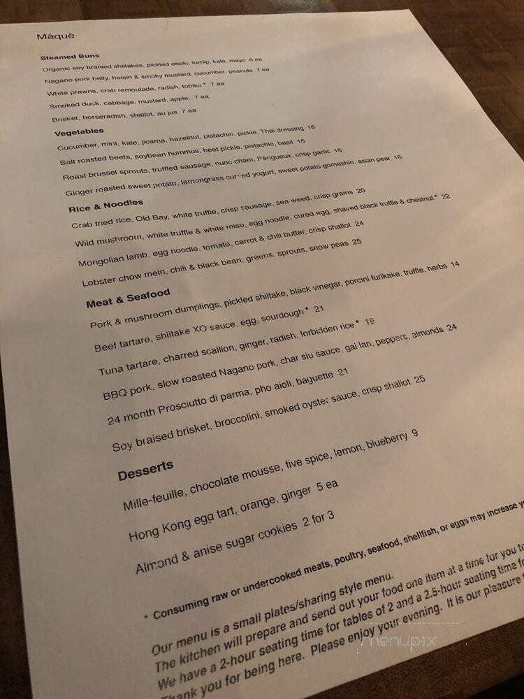 Maque - Winnipeg, MB menu_pic