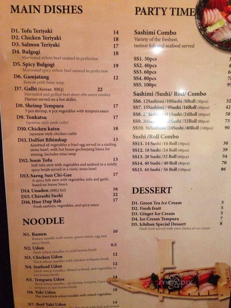 Ichiban Sushi House - Burlington, ON menu_pic
