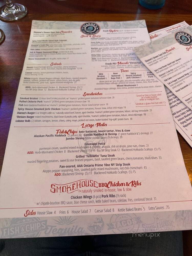 Dianne's Fish Bar - Kingston, ON menu_pic