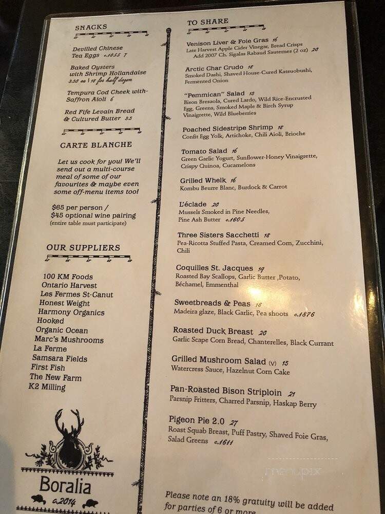 Boralia - Toronto, ON menu_pic