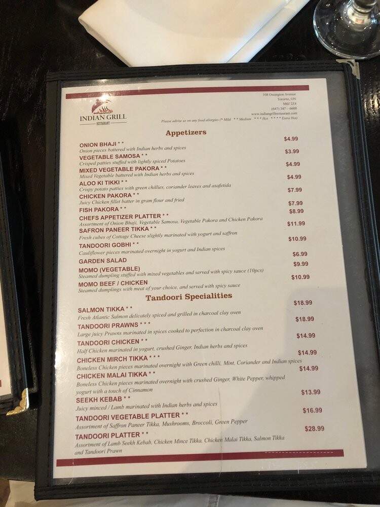 Indian Grill - Toronto, ON menu_pic