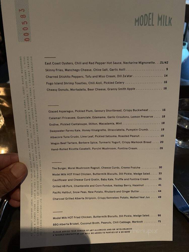 Model Milk - Calgary, AB menu_pic