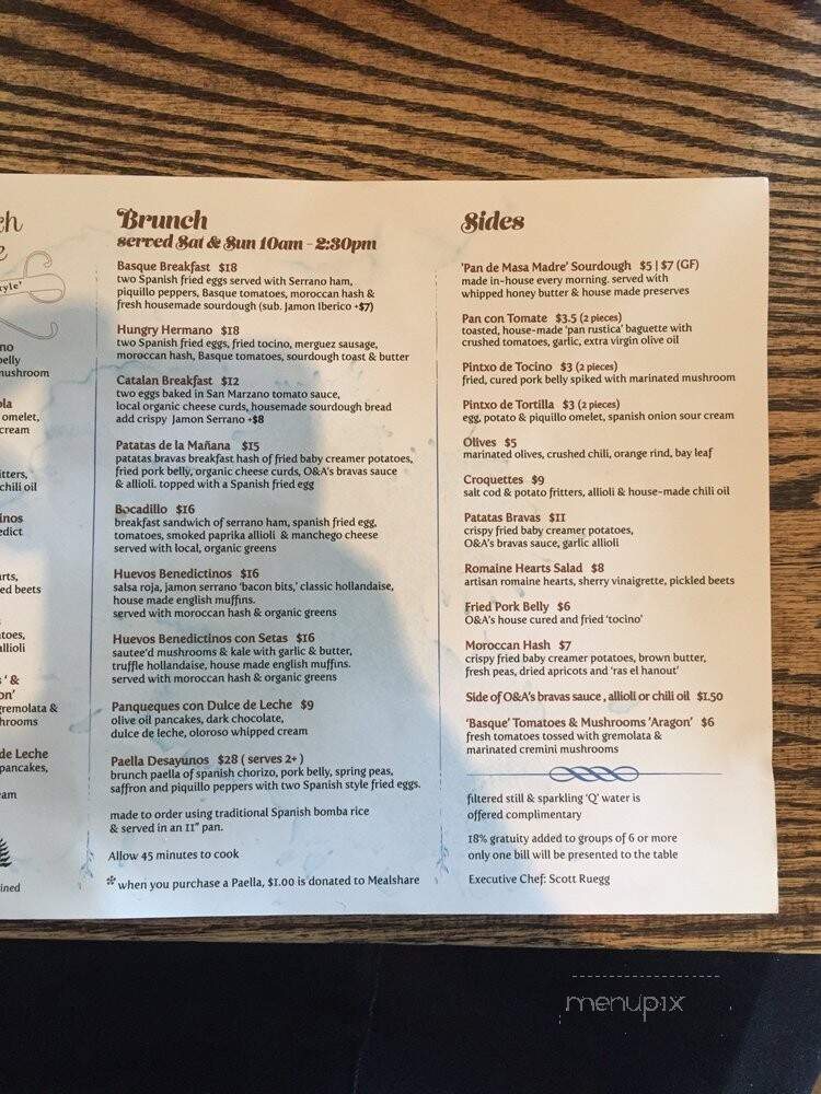 Ox Bar de Tapas - Calgary, AB menu_pic