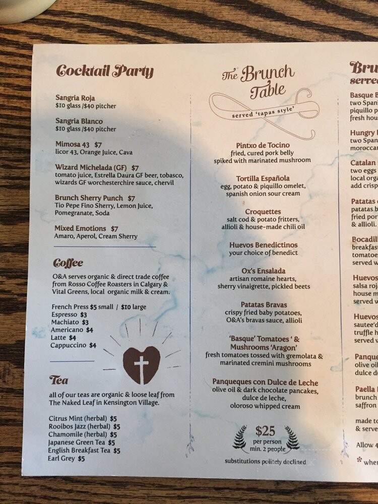 Ox Bar de Tapas - Calgary, AB menu_pic