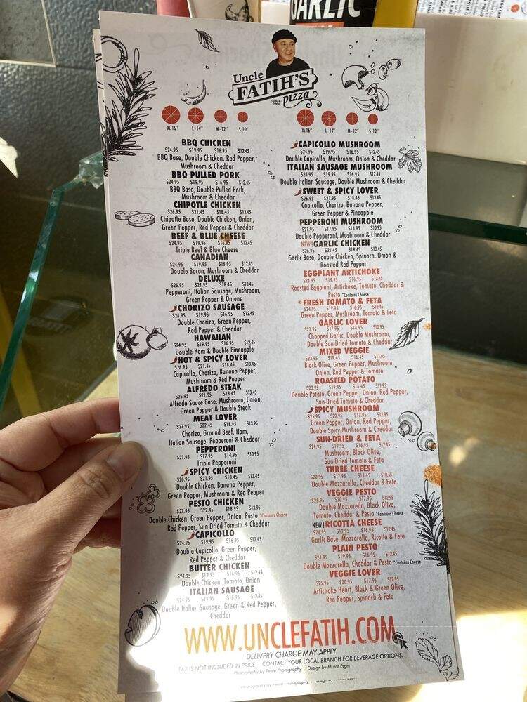 Uncle Fatih's Pizza - Burnaby, BC menu_pic
