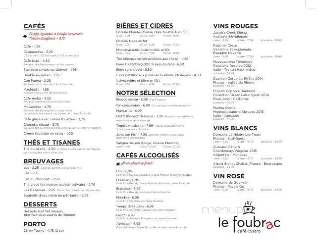 Le Foubrac - Gatineau, QC menu_pic