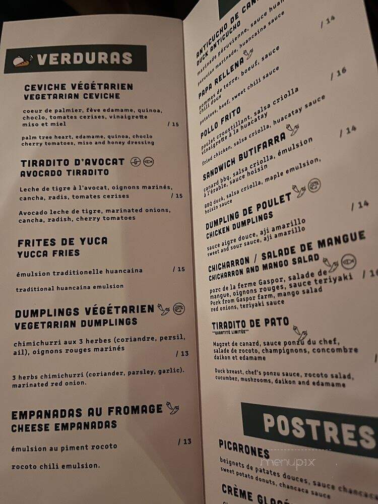 Tiradito - Montreal, QC menu_pic