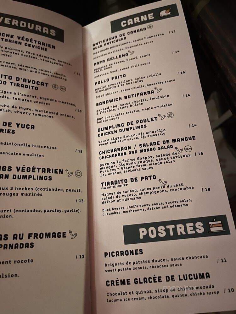 Tiradito - Montreal, QC menu_pic