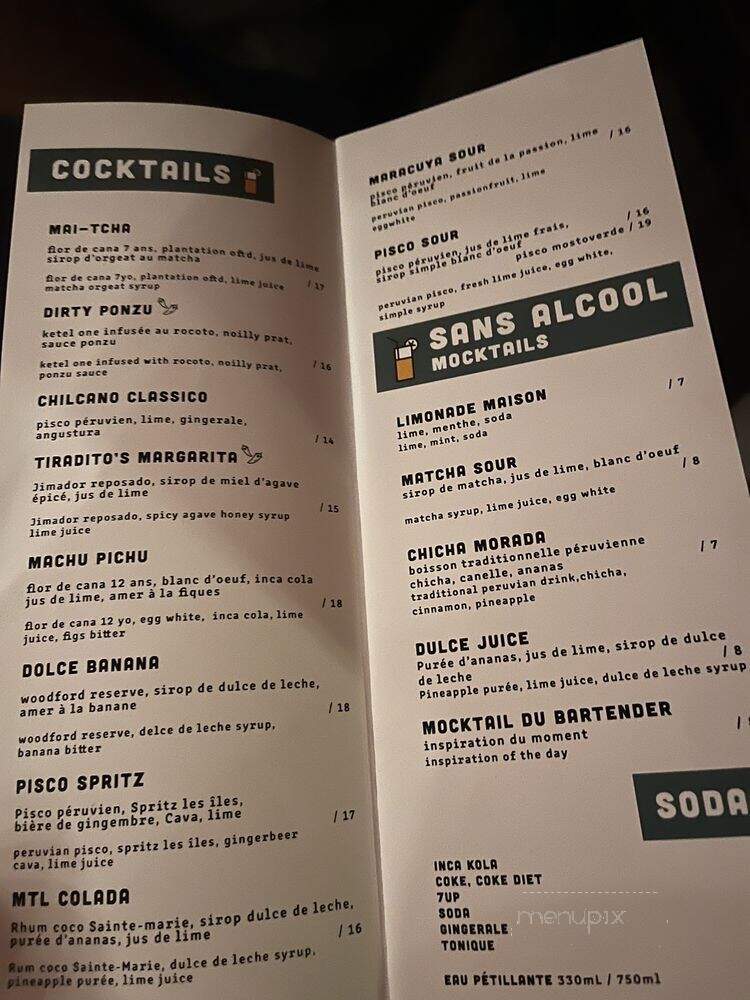 Tiradito - Montreal, QC menu_pic